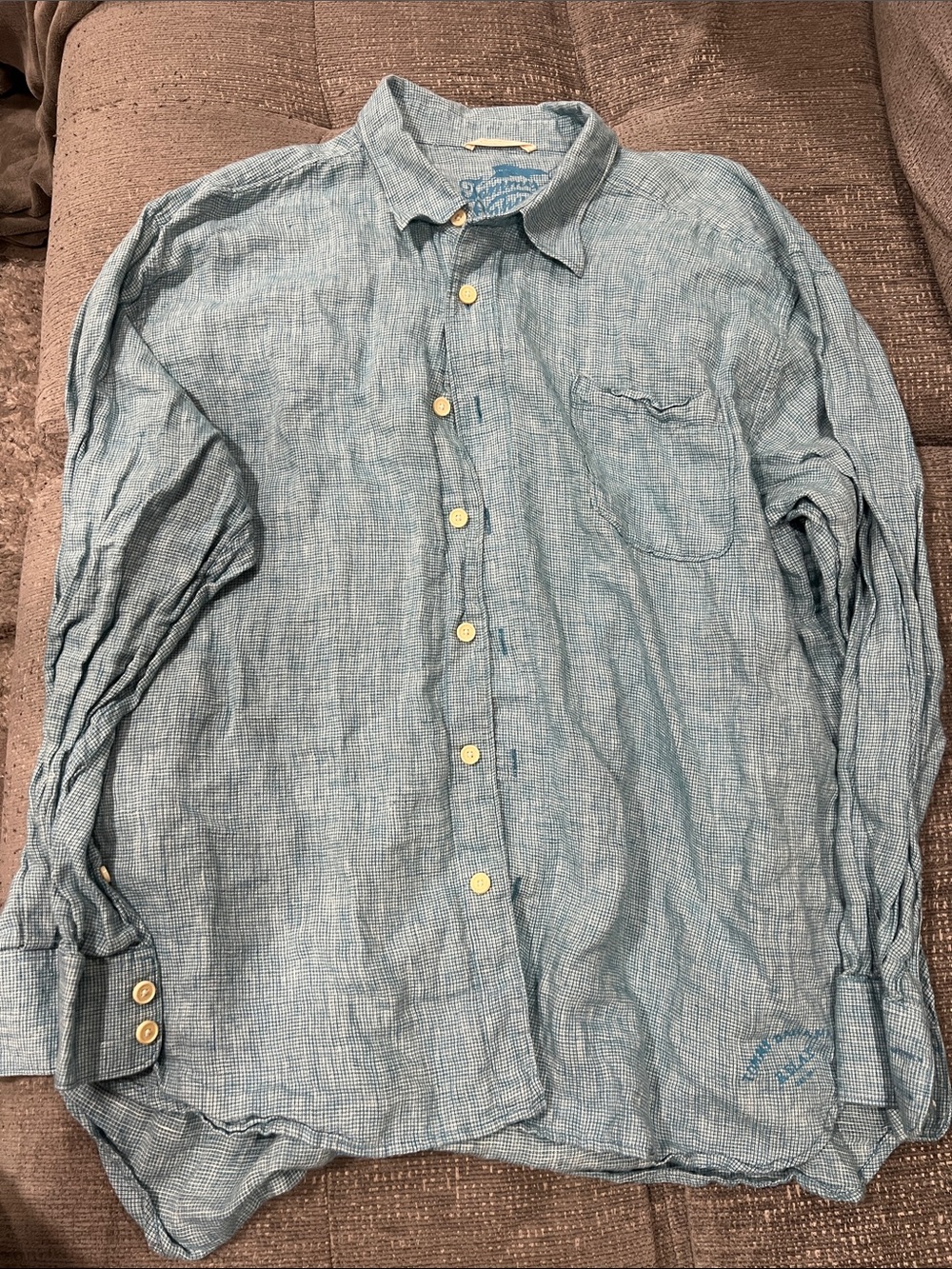 Tommy Bahama Light Blue Casual Button-Down Linen Shirt